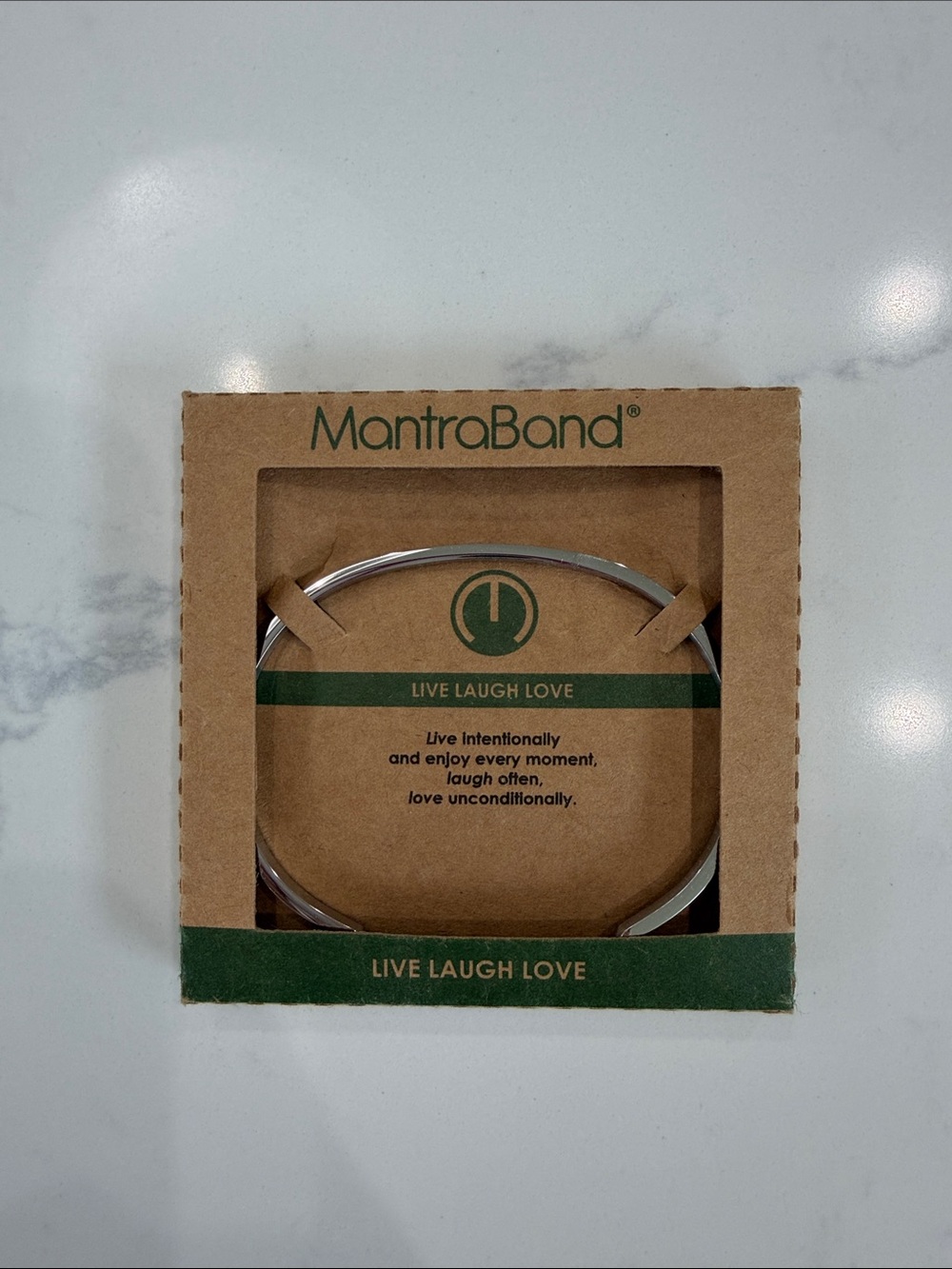 MantraBand - Live Laugh Love - silver cuff bracelet
